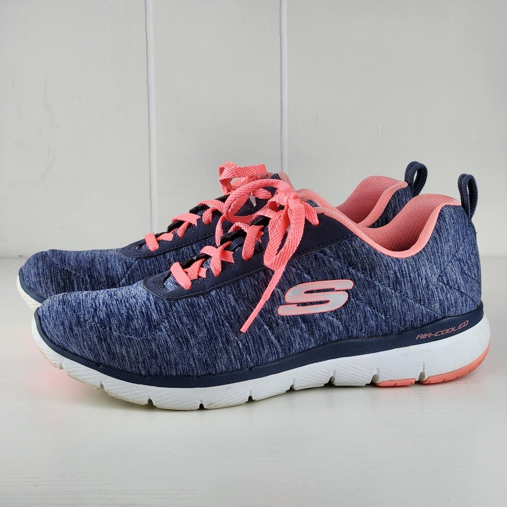 Skechers Flex Appeal 3.0 Insiders Navy Coral Sneakers 13067 Womens 7.5